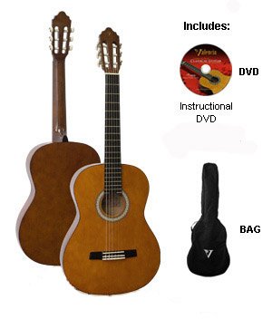 Valencia Full Size Acoustic Guitar with Carry Bag and Instructional DVD. Click to order from Amazon
